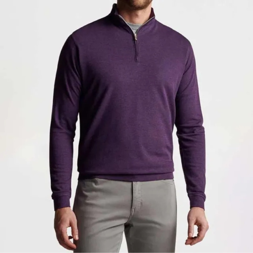 PETER MILLAR CROWN COMFORT INTERLOCK 1/4 QUARTER ZIP PULLOVER - MEDIUM - Purple